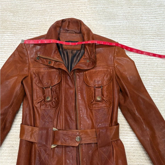Roberto Cavalli leather jacket, hip length brown - Picture 5 of 15
